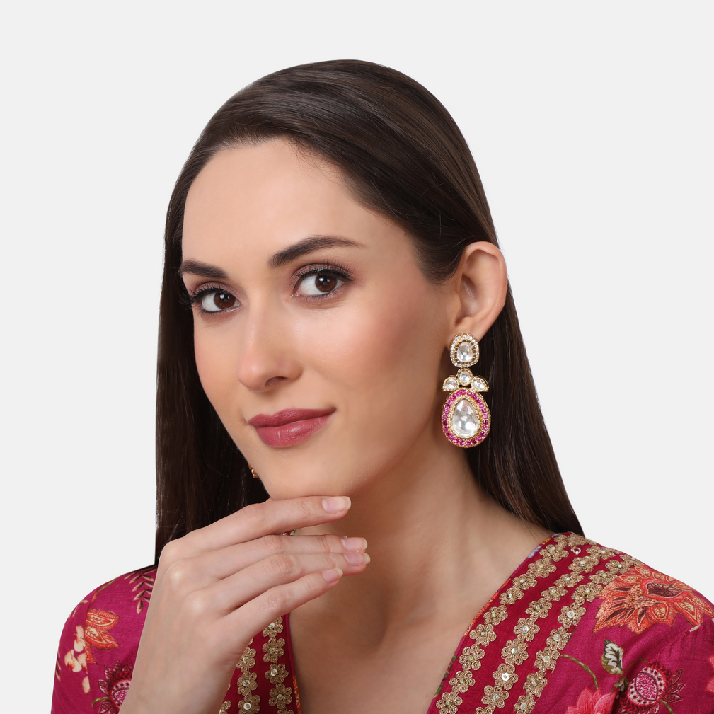 Evening wear kundan earrings