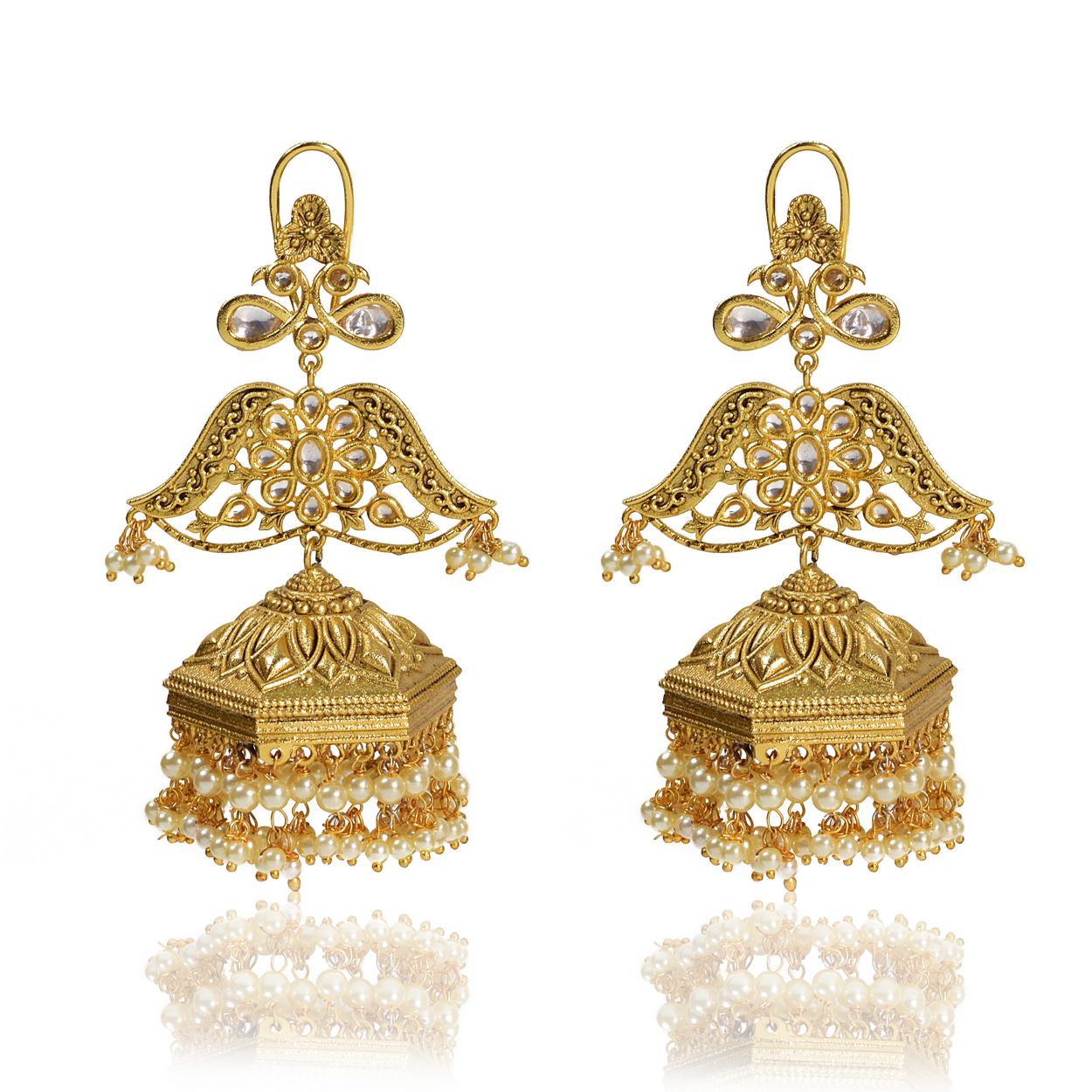 Antique gold jhumki earrings