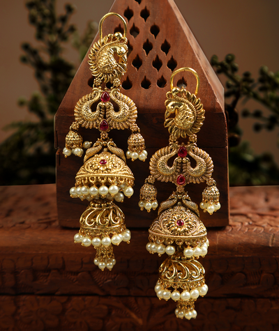 Antique double jhumki earrings