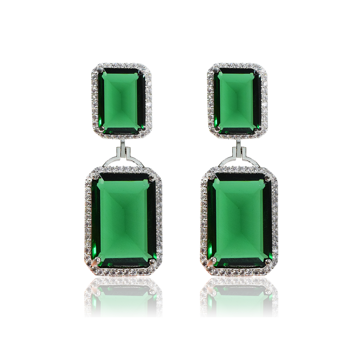 Green evening wear cocktail earrings