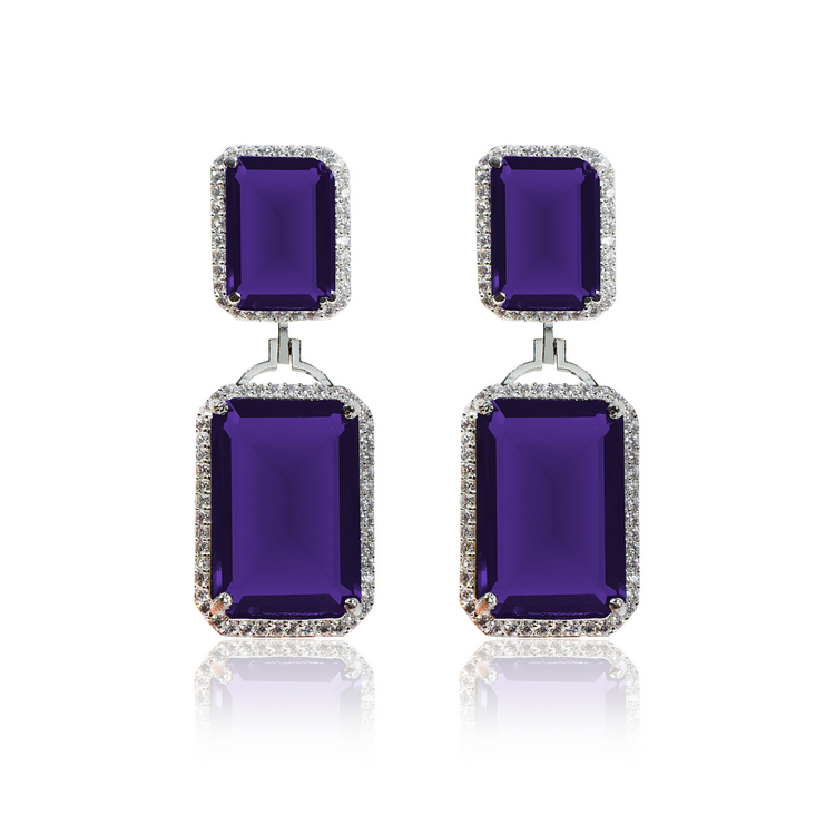 Purple evening wear cocktail earrings