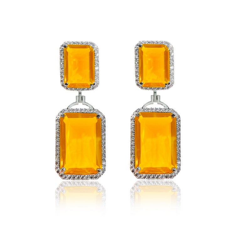 Yellow citrine evening wear cocktail earrings