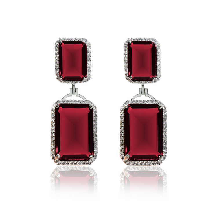 Red evening wear cocktail earrings