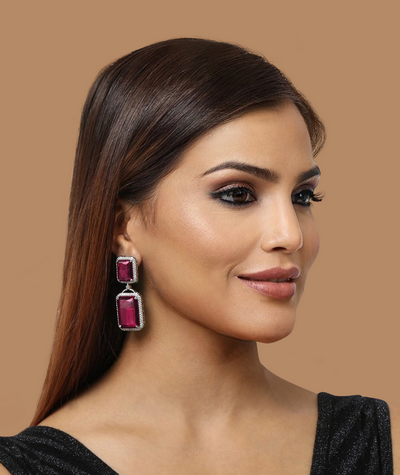 Red evening wear cocktail earrings