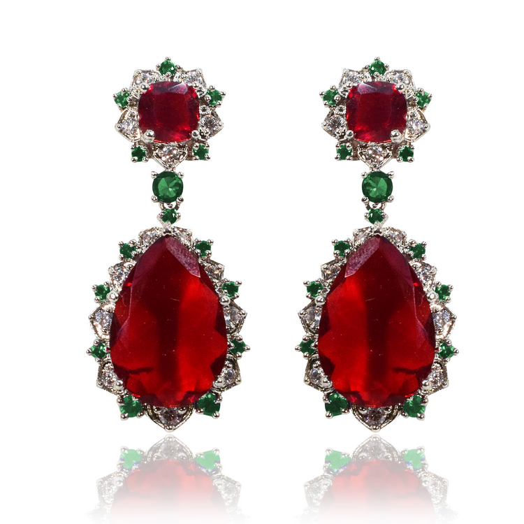 Classic red green cocktail earrings