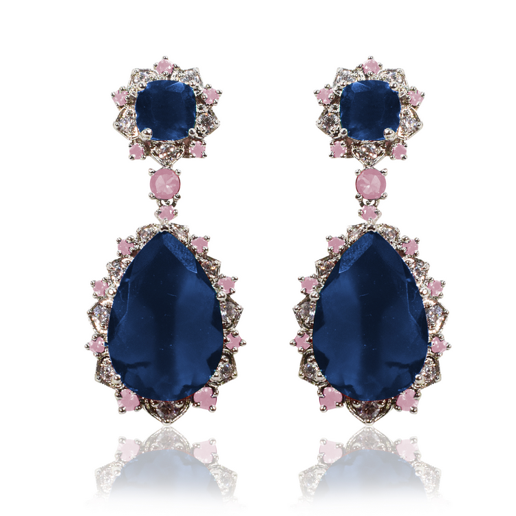 Classic blue pink cocktail earrings