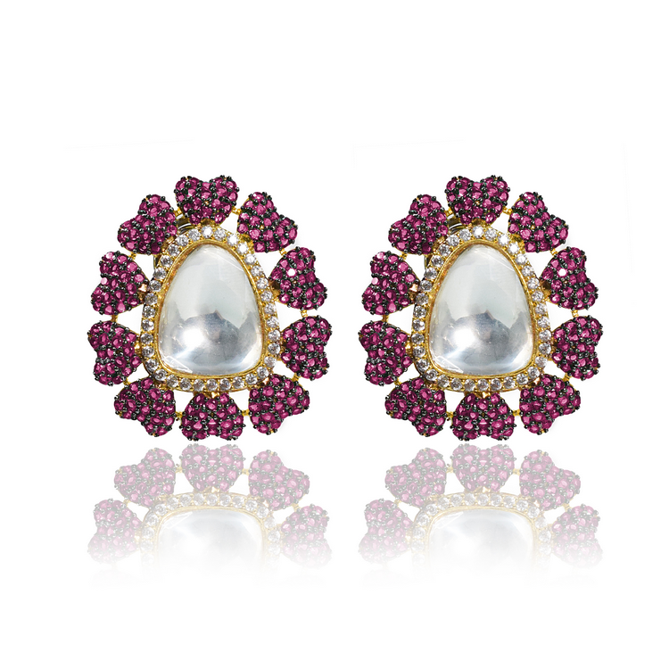 Red diamonds and kundan ear tops