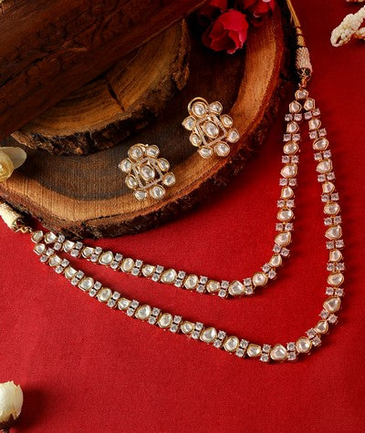 DOUBLE LAYERED FAUX POLKI NECKLACE SET