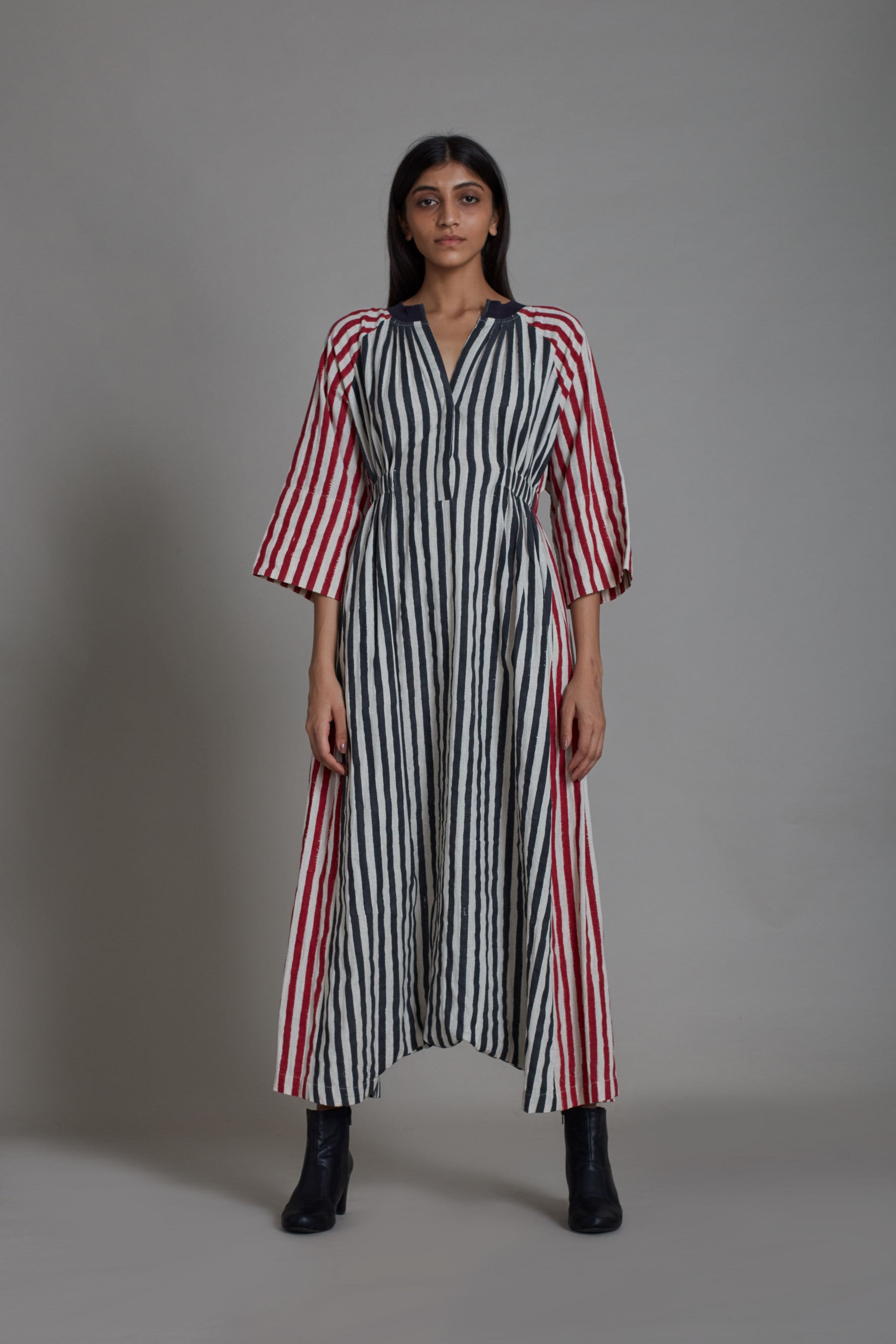 Uno Stripe Jumpsuit-Black with Red