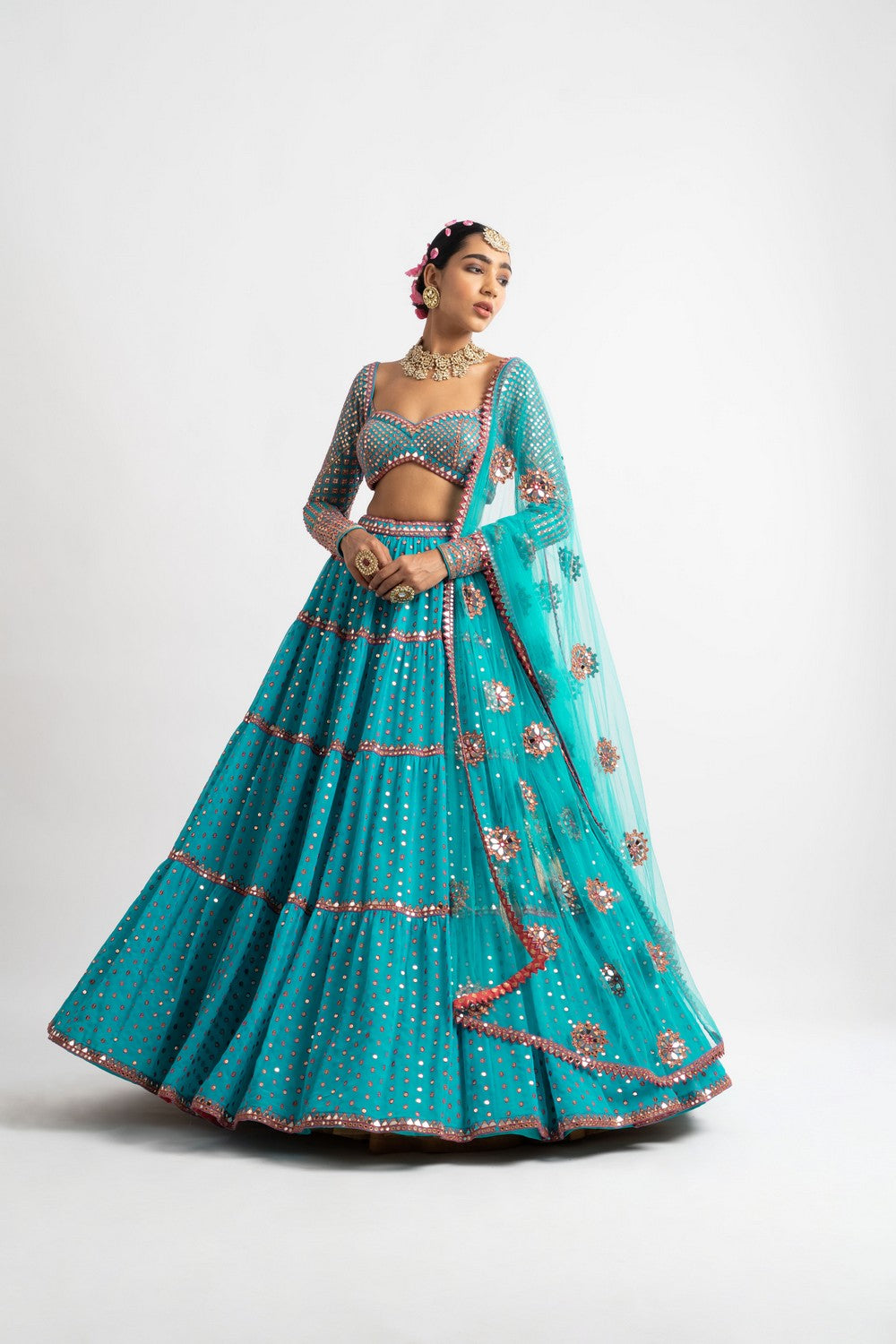 peacock green lehenga