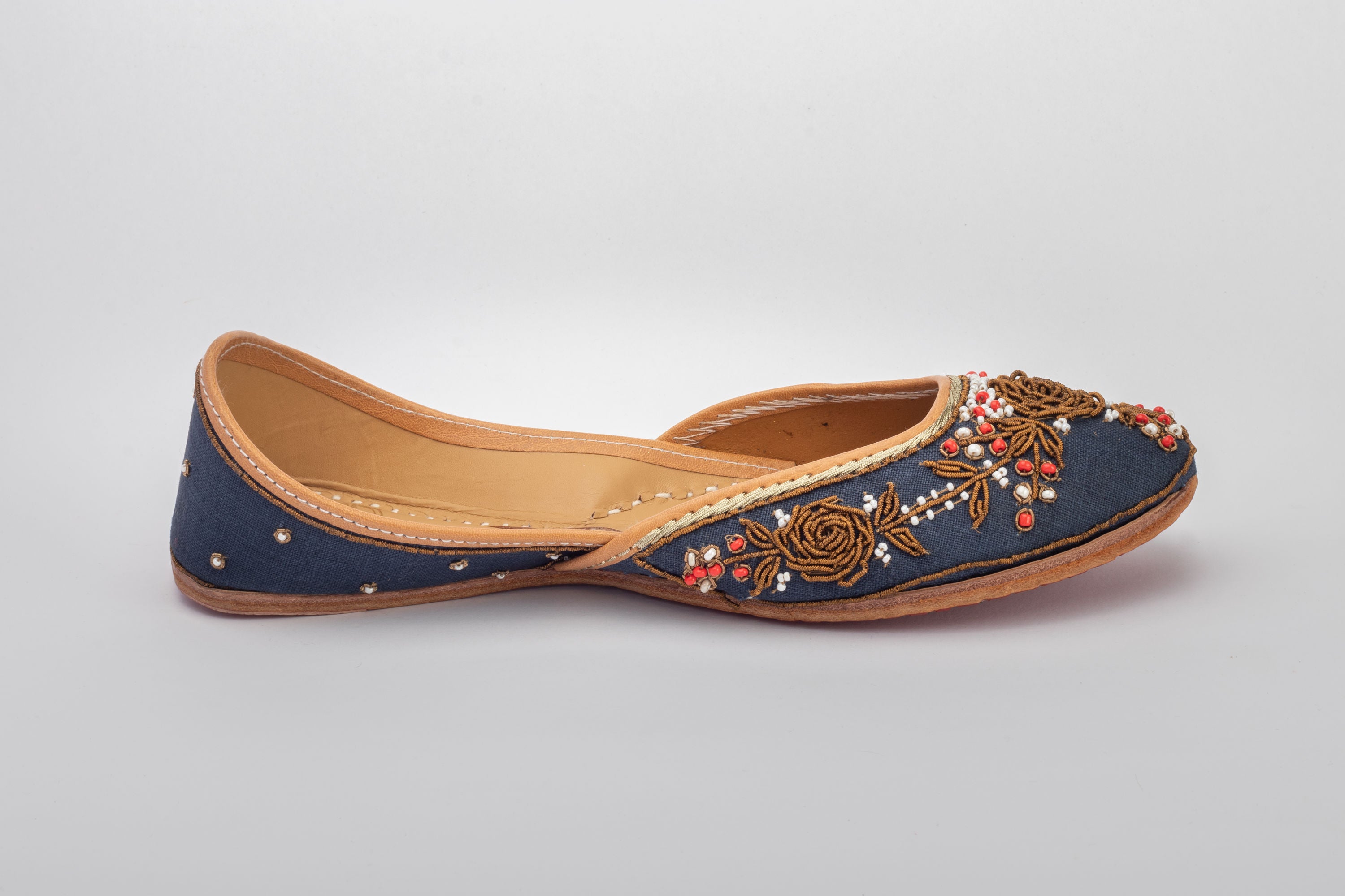 Royal Blue Hand embroidered Juttis