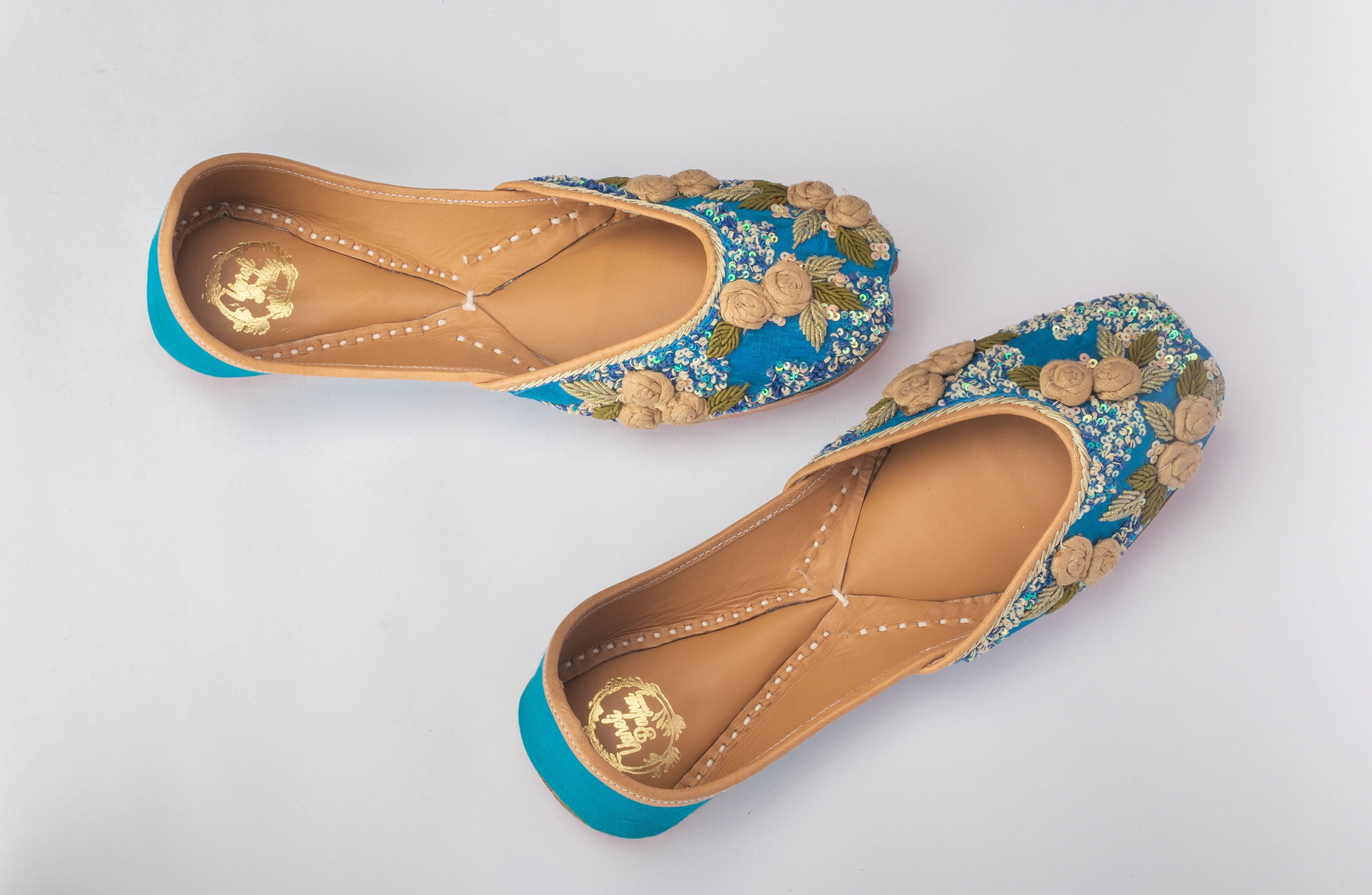 Blue Hand embroidered Juttis