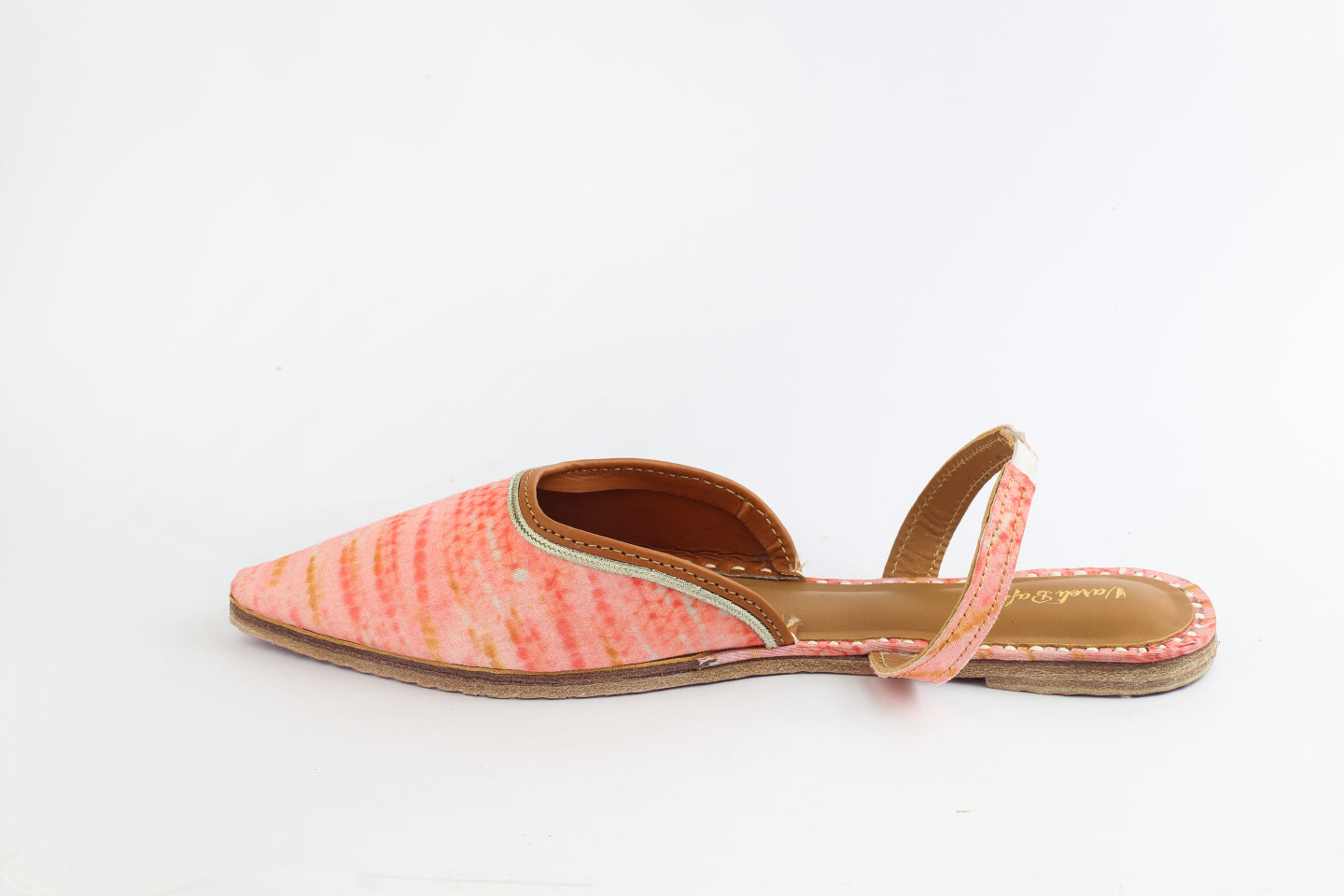 Papaya Peach Hand embroidered Juttis