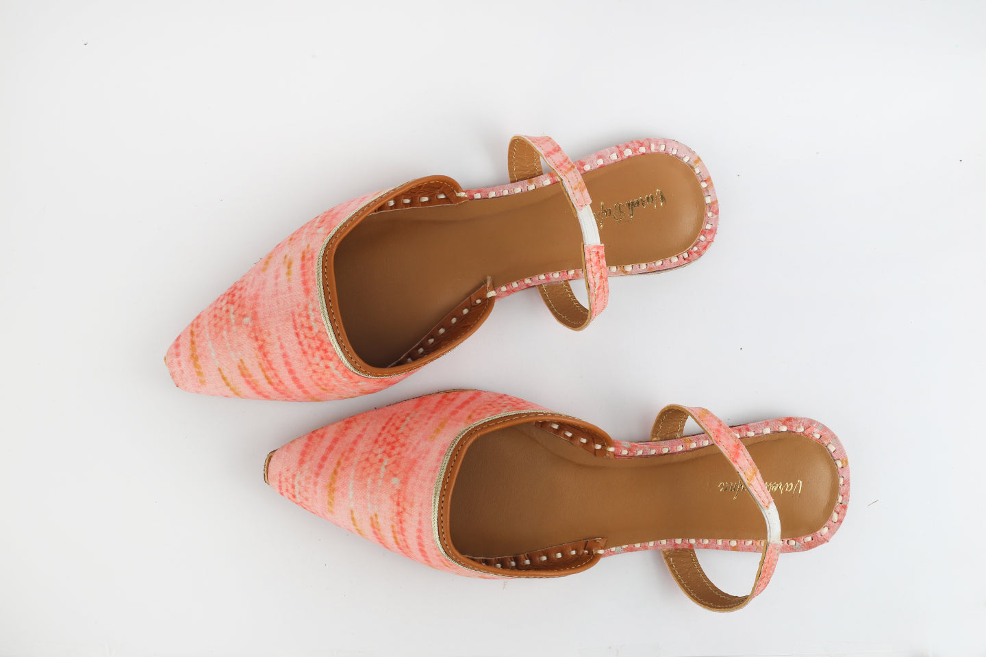 Papaya Peach Hand embroidered Juttis