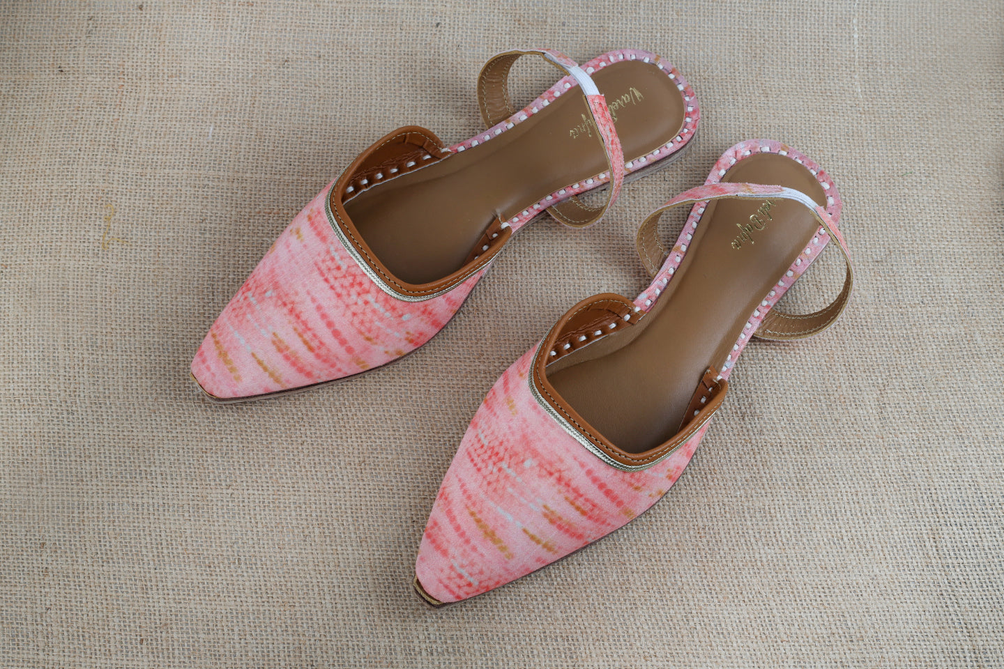 Papaya Peach Hand embroidered Juttis