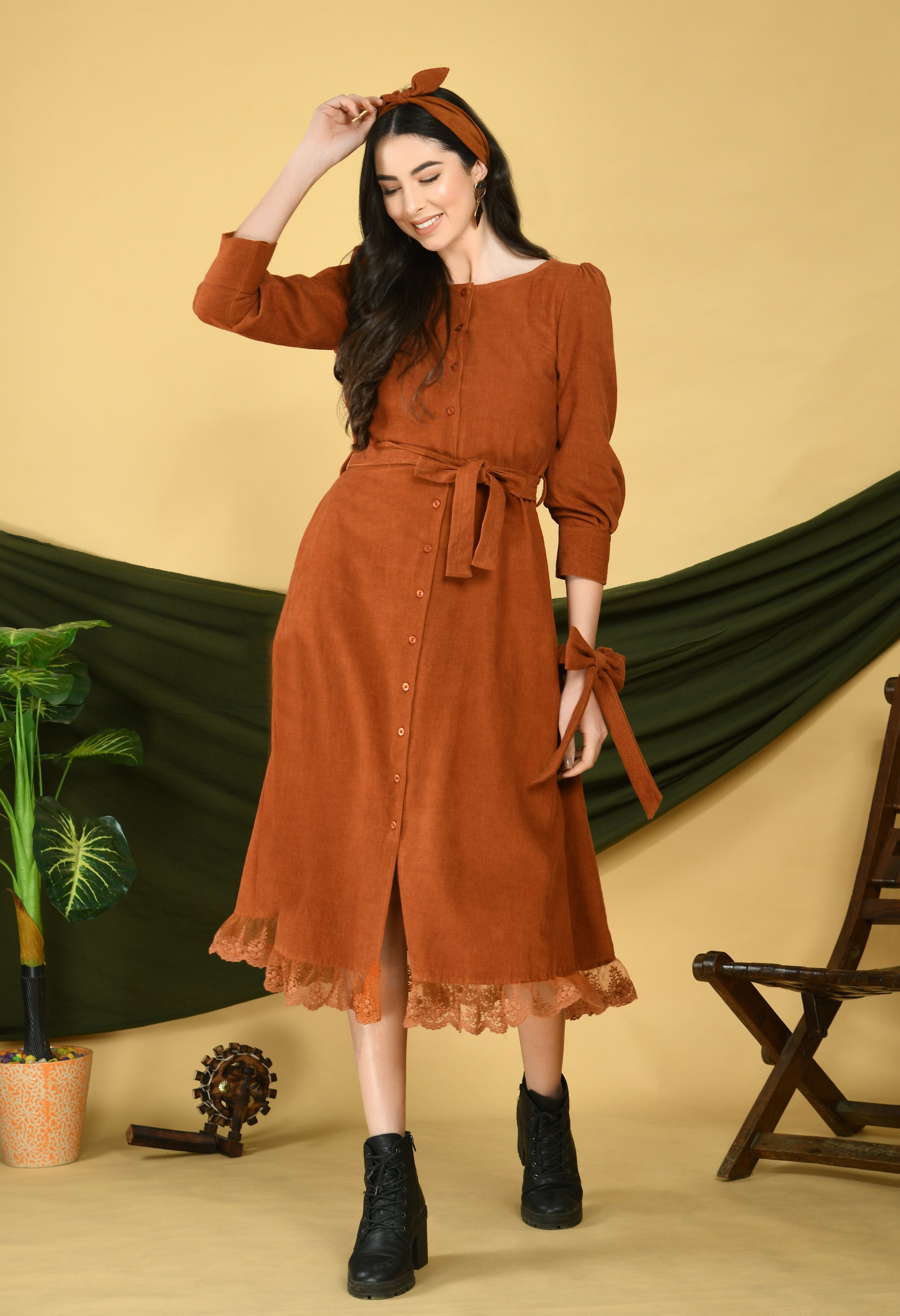 Rust Corduroy Dress