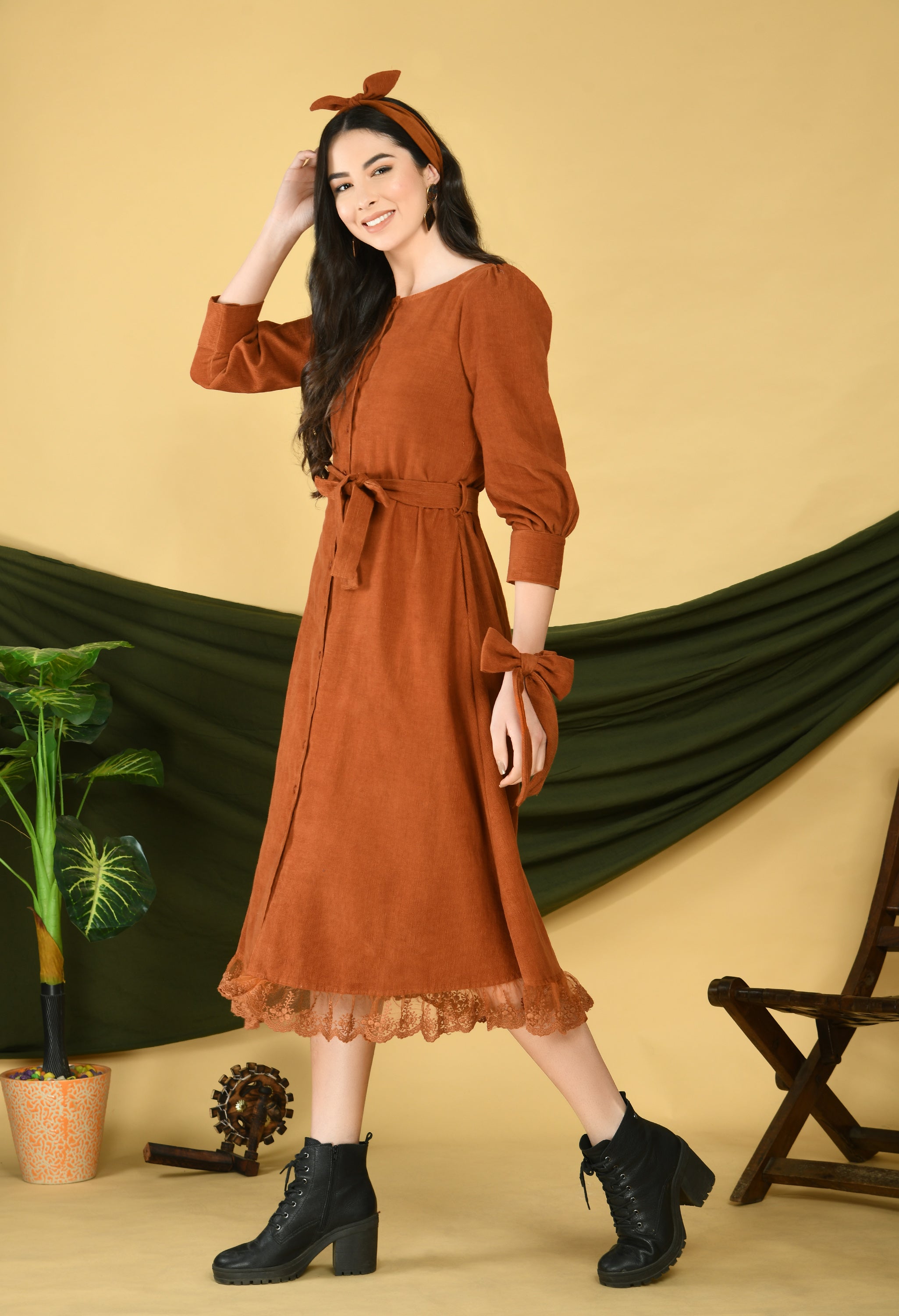 Rust Corduroy Dress