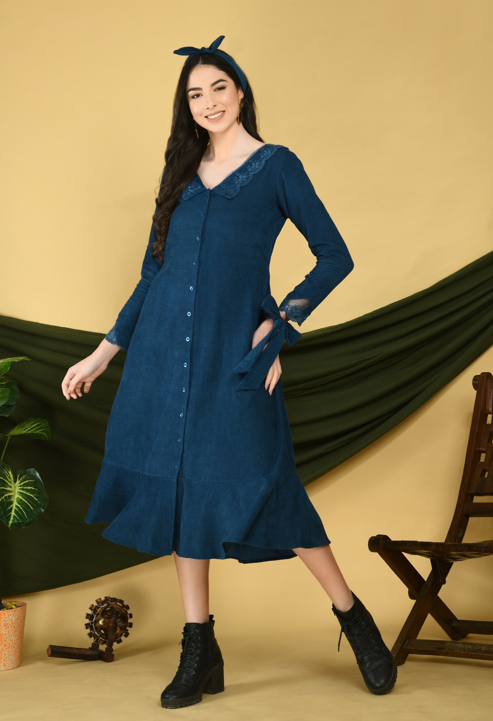 Blue Corduroy Dress