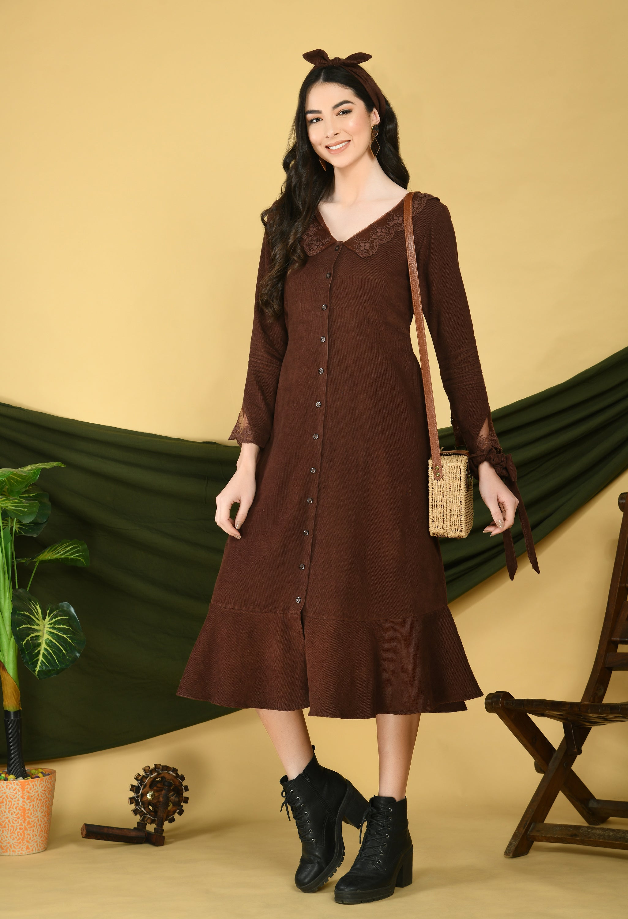 Brown Corduroy Dress