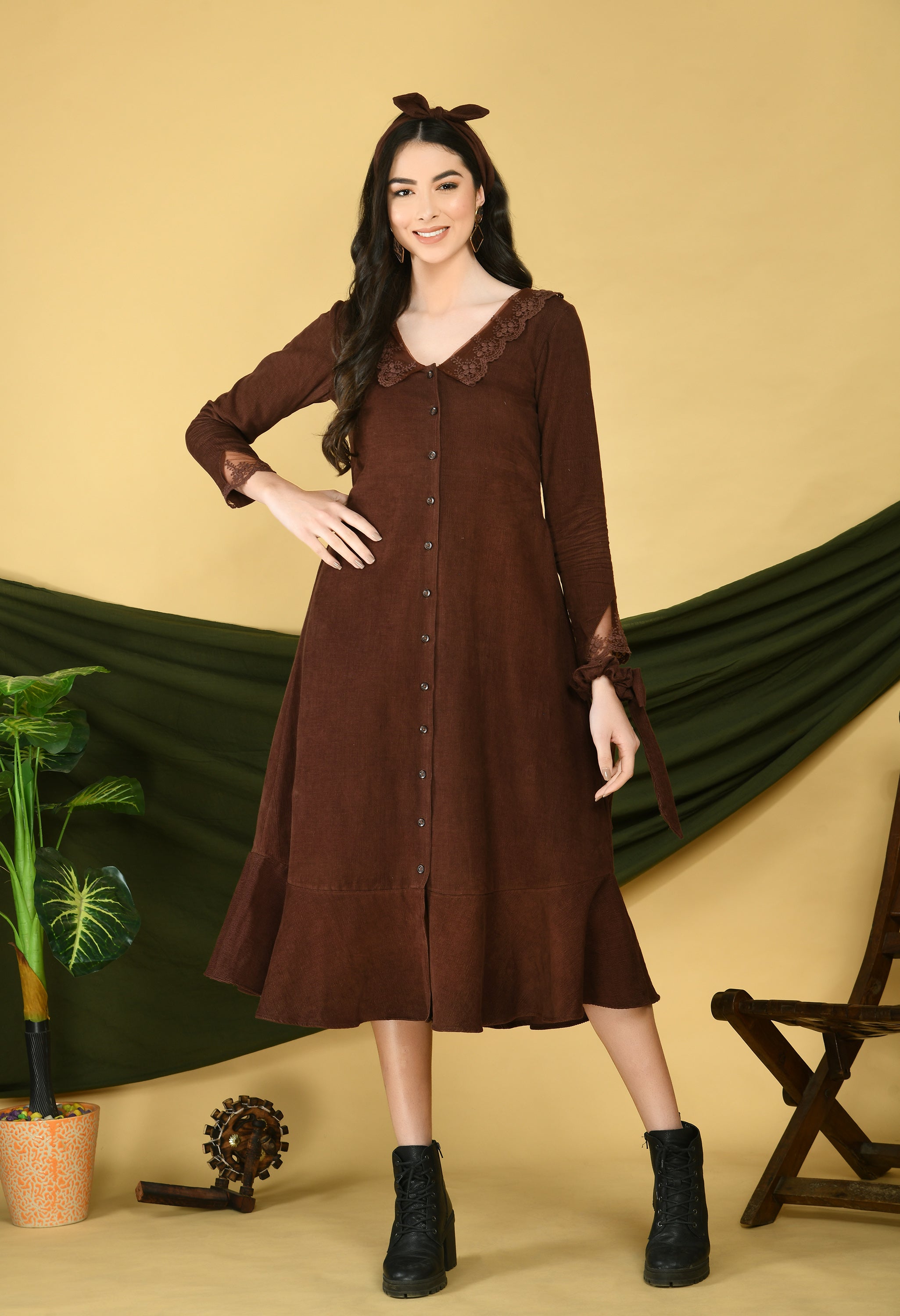 Brown Corduroy Dress