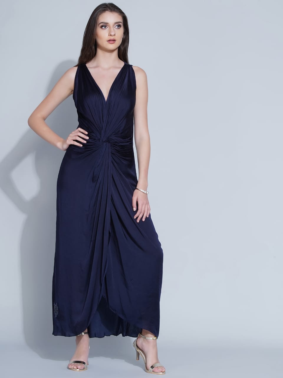 NAVY BLUE FRONT TWIST DRESS