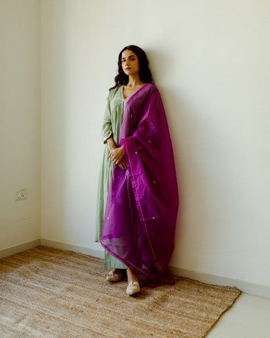 green kurta set with dupatta