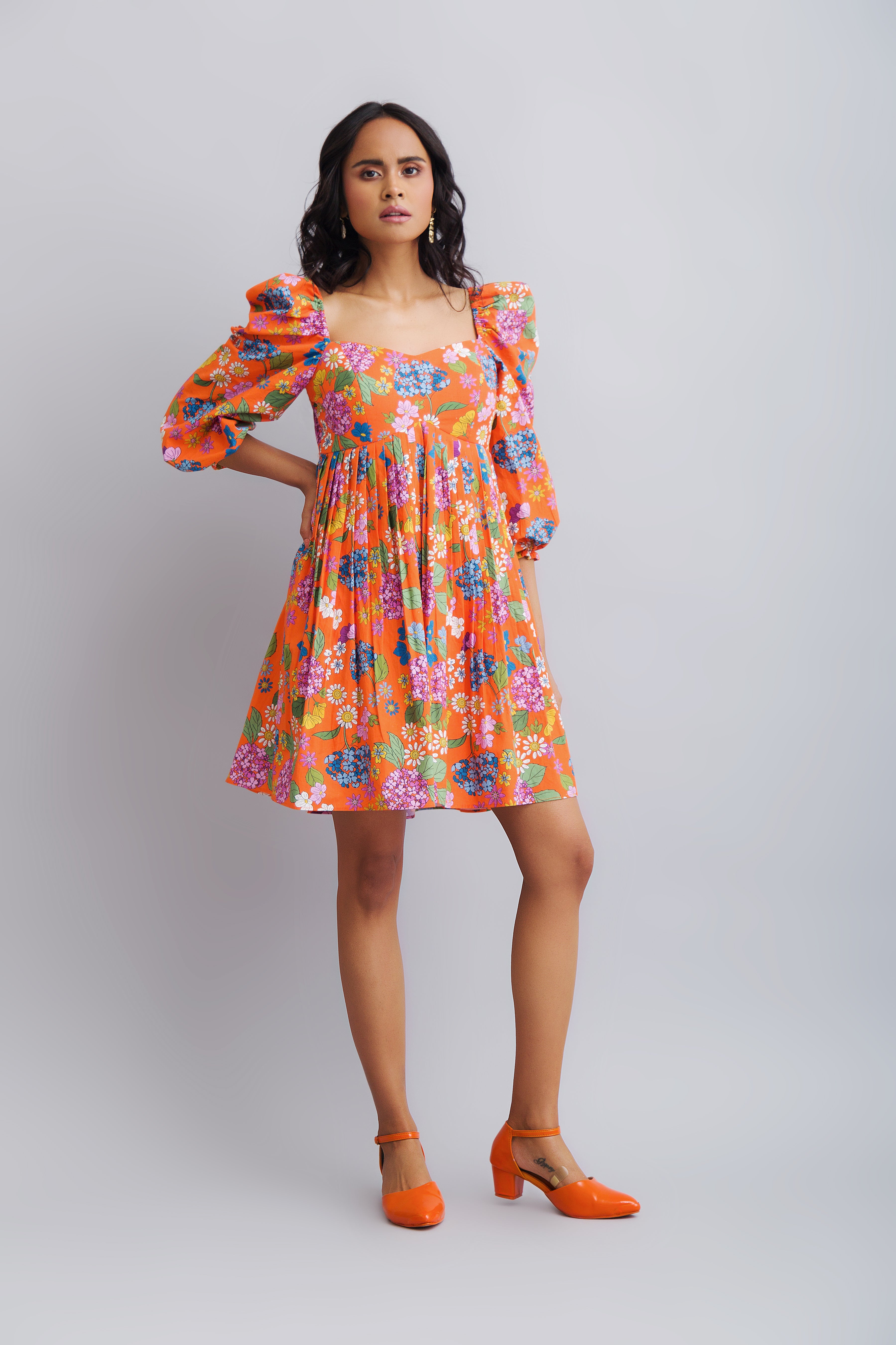 floral puff sleeve dress