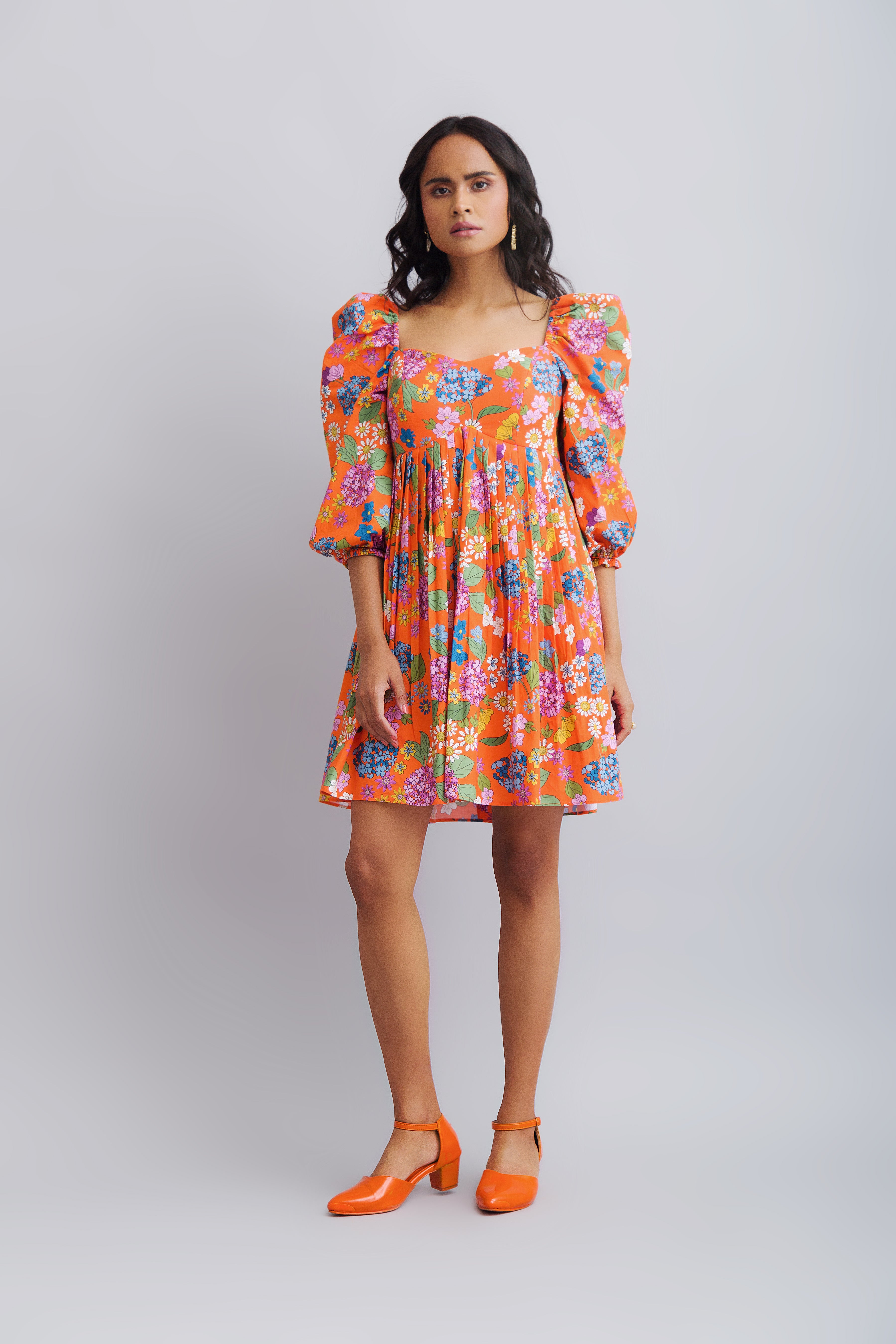 floral puff sleeve dress