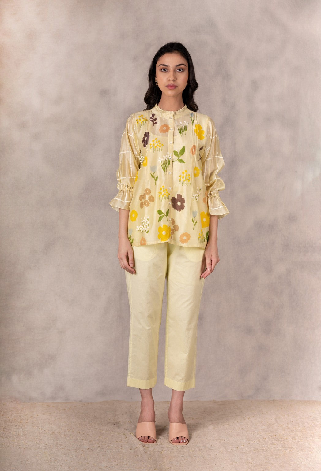 YELLOW STRAIGHT LINEN PANTS