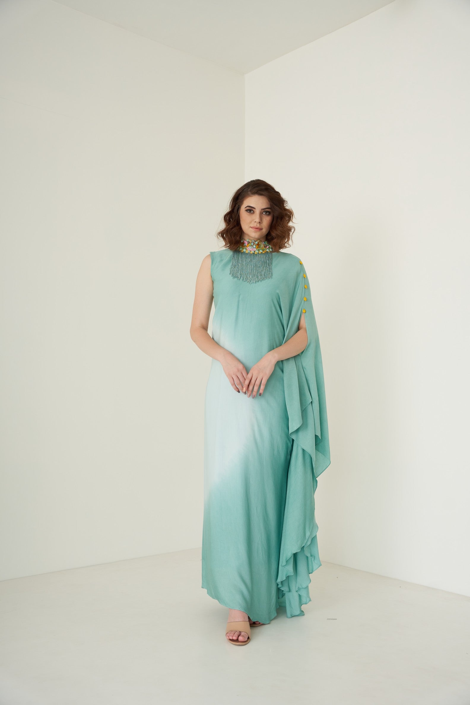 Aqua blue ombre kaftan