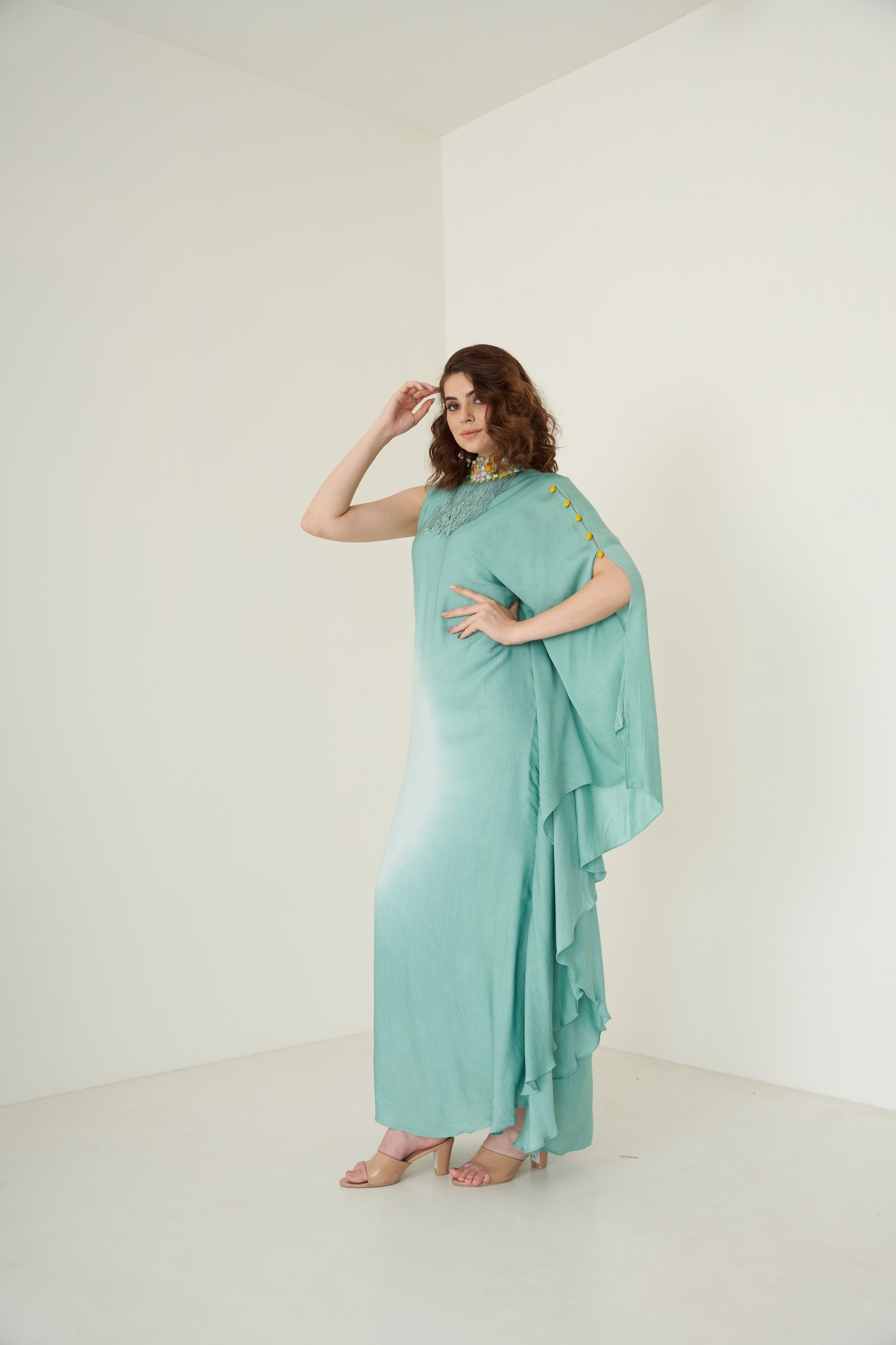 Aqua blue ombre kaftan