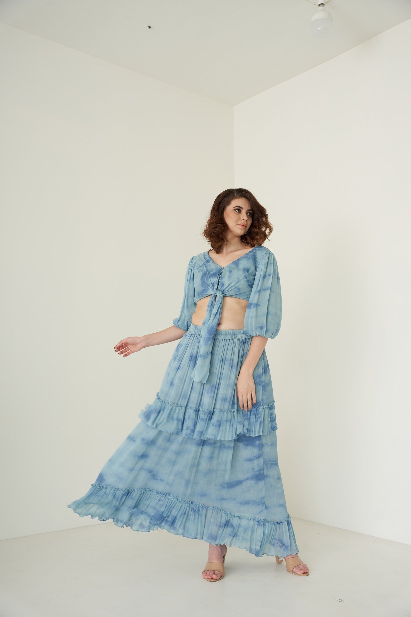 Blue tie and dye two-piece set