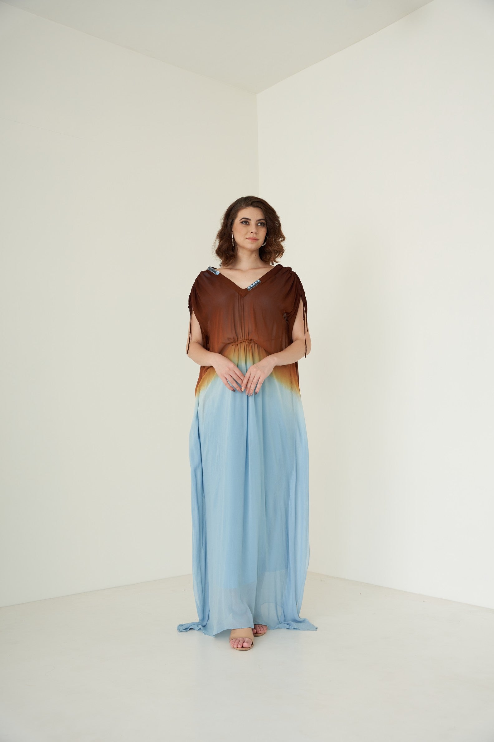 Ombre shaded coffee brown kaftan