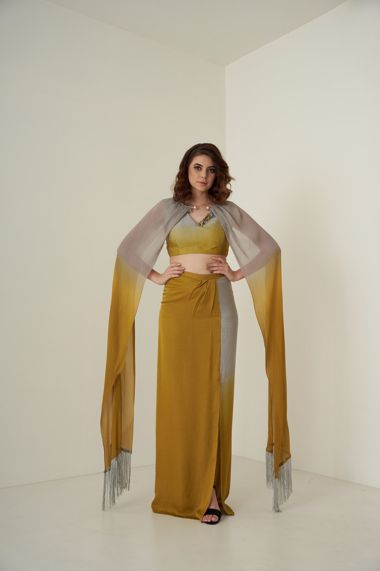 Mustard and Grey co-ord set