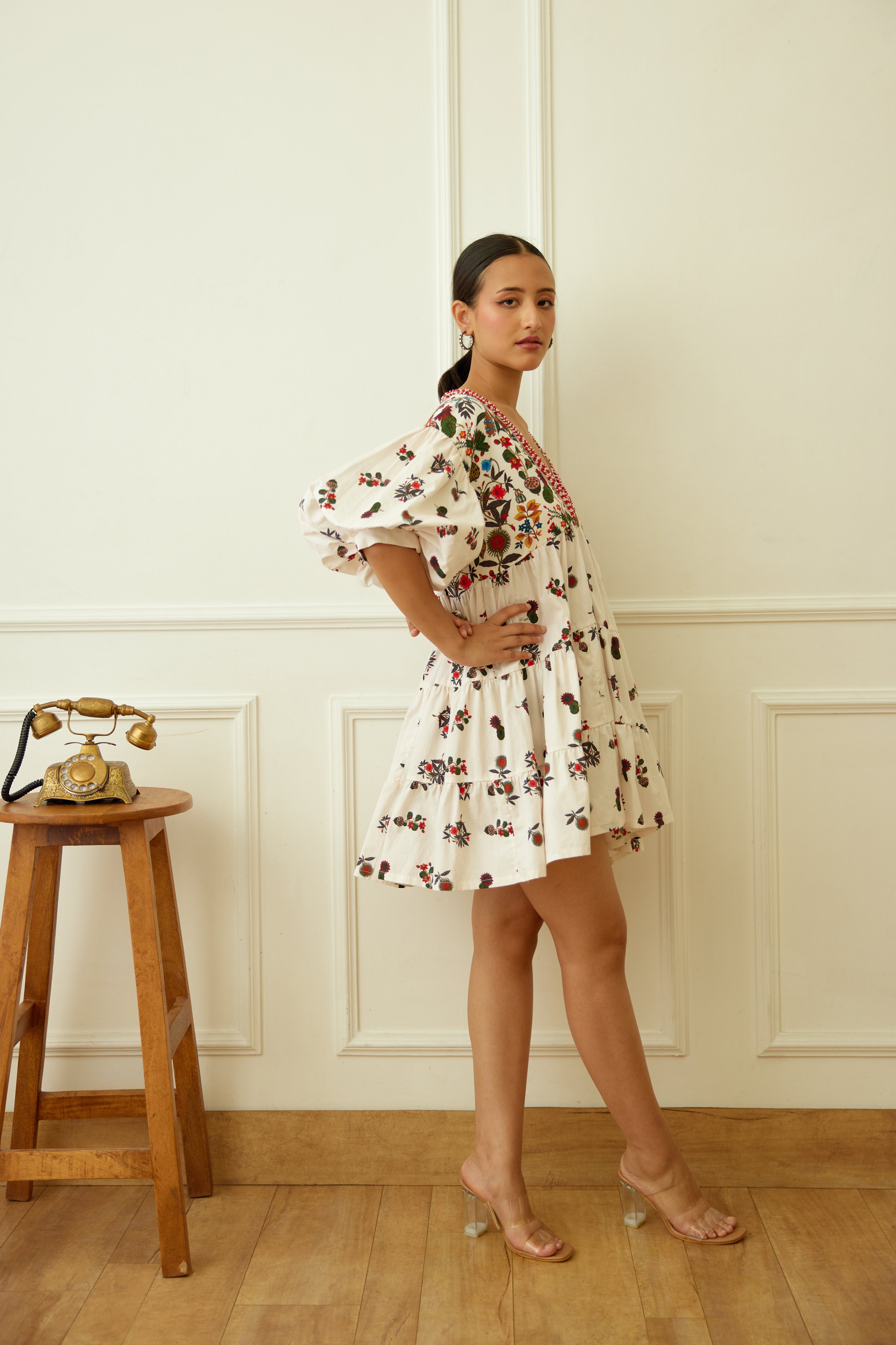 Ivory Kohinoor Buta Print Dress