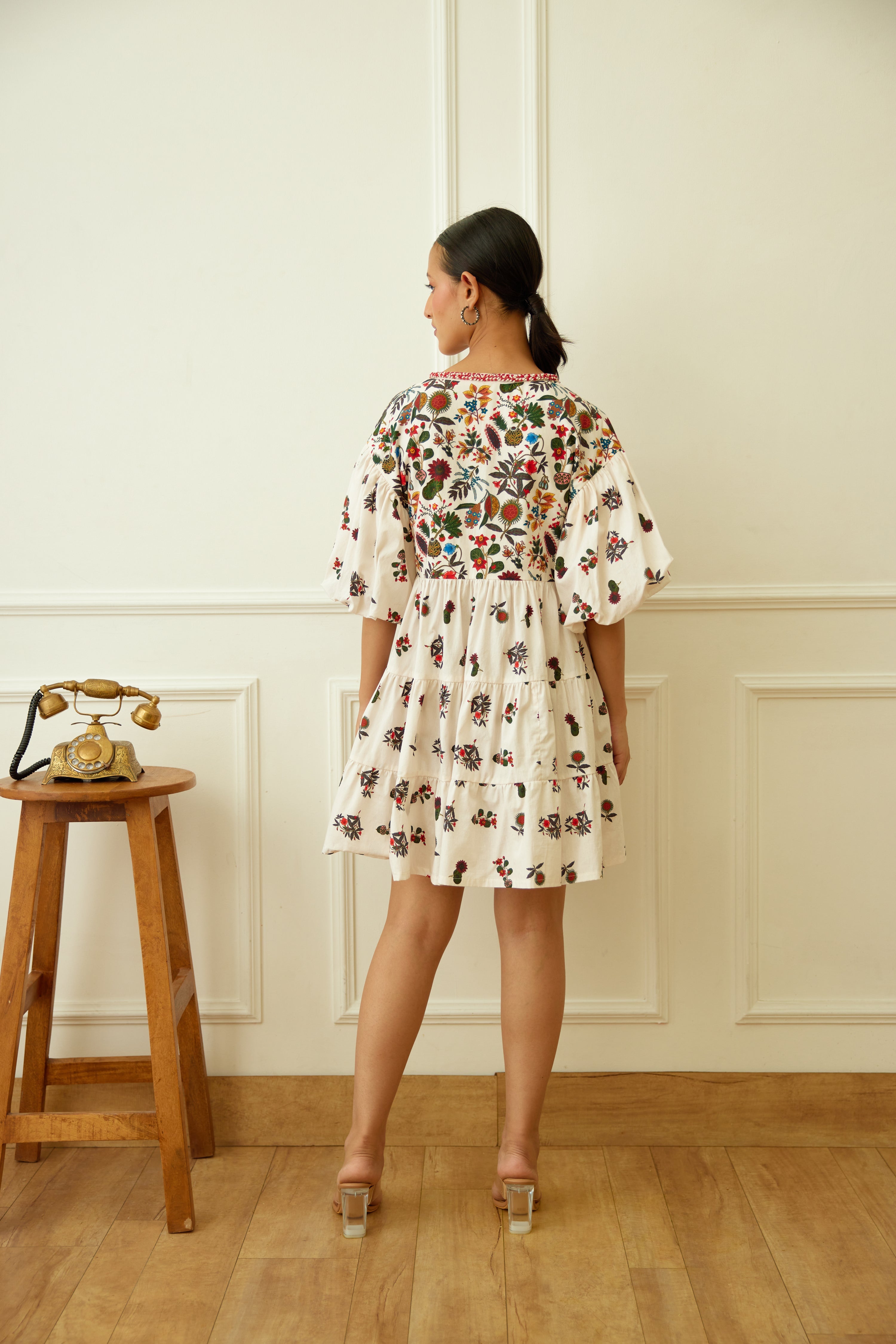 Ivory Kohinoor Buta Print Dress