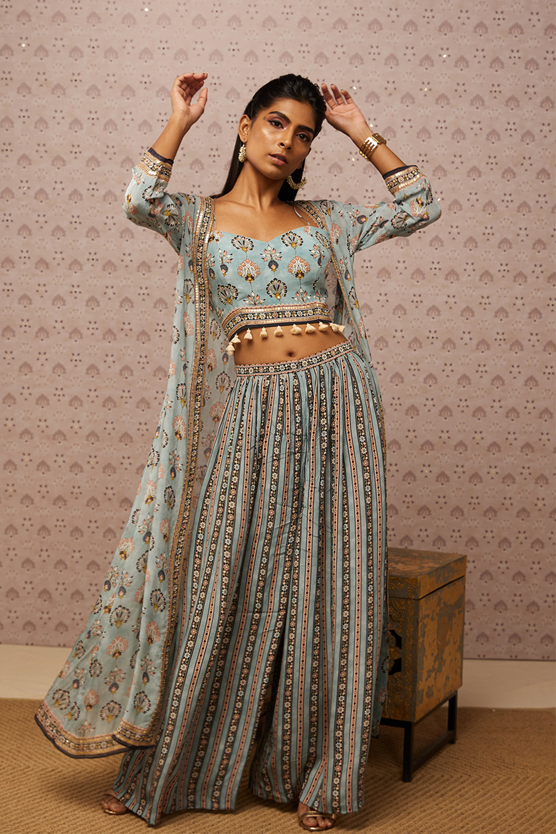 Sarouk Embroidered Co-Ord Set With Jacket