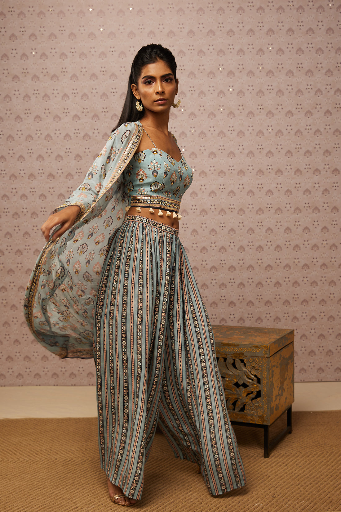 Sarouk Embroidered Co-Ord Set With Jacket