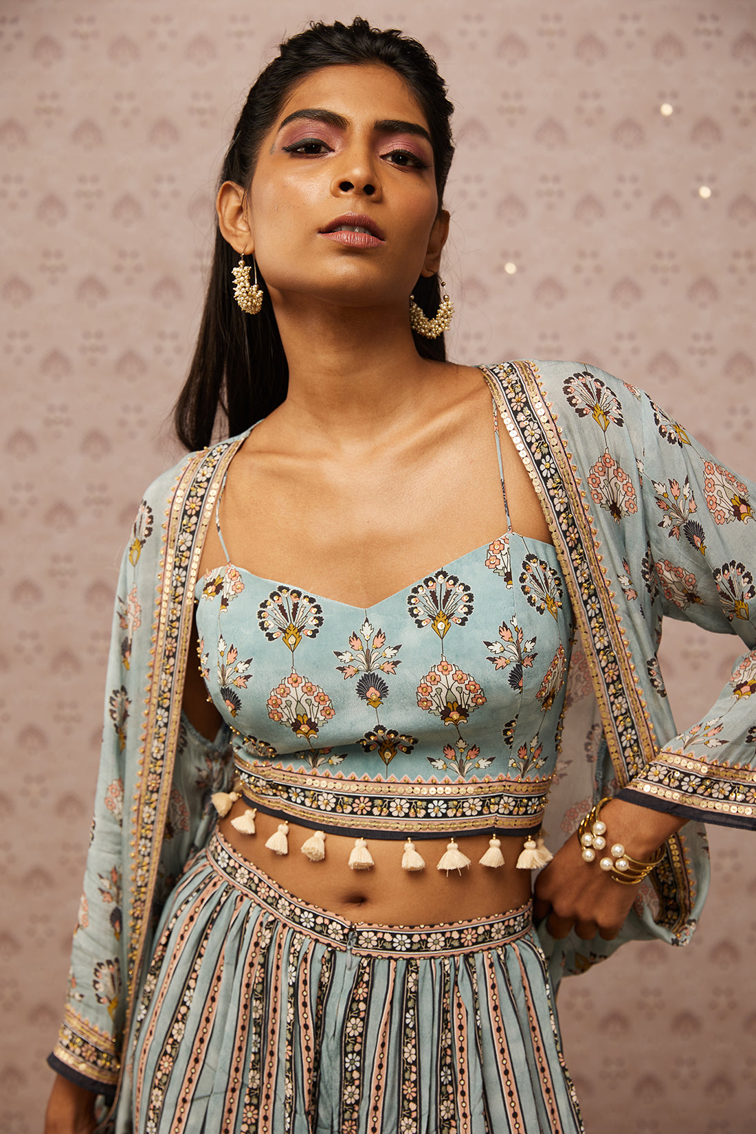 Sarouk Embroidered Co-Ord Set With Jacket